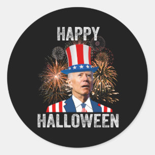 Sticker Rond Halloween Drôle Joyeux 4 Juillet Anti Joe Biden