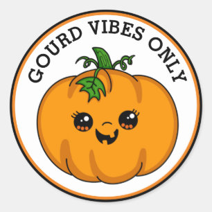 Sticker Rond Halloween drôle   Vibes gourdes uniquement   CITRO