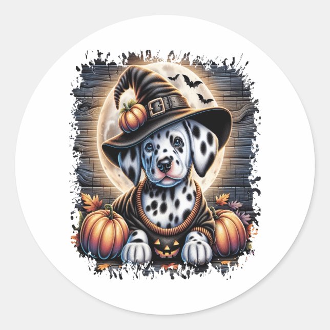 Sticker Rond Halloween du chien dalmate (Devant)