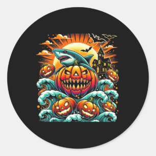 Sticker Rond Halloween du requin