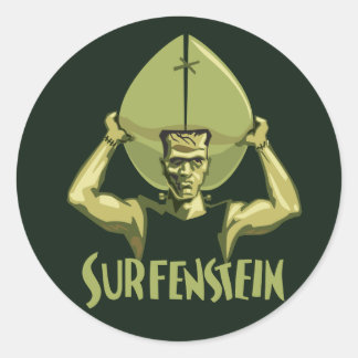 Sticker Rond Halloween du surf Frankenstein