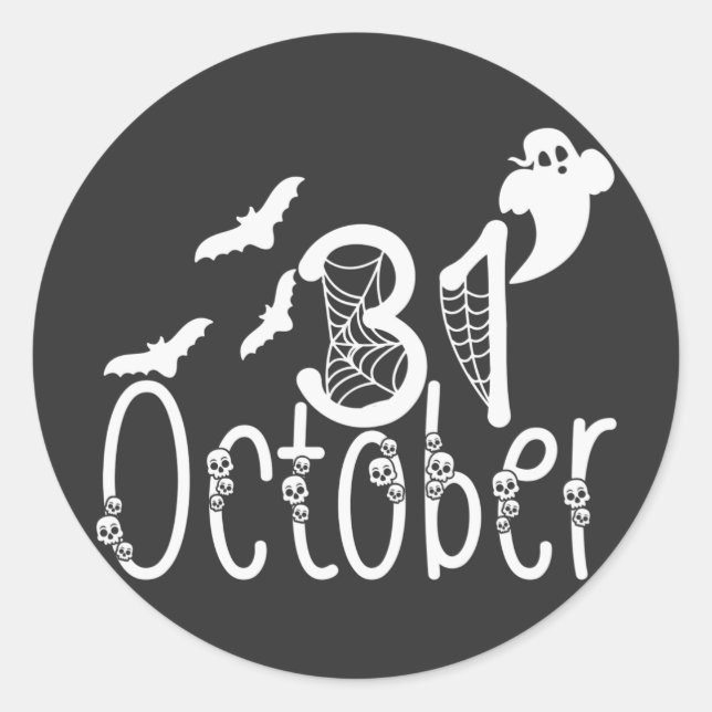 Sticker Rond Halloween éffrayant 31 octobre (Devant)