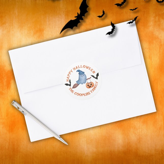 Sticker Rond Halloween éffrayant Boo heureux (Créateur téléchargé)