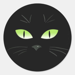 Sticker Rond Halloween Éffrayant Chat noir