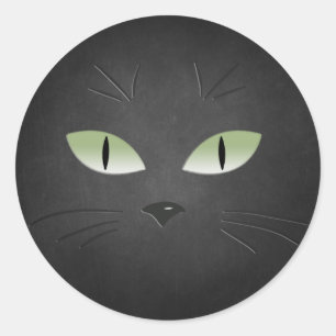 Sticker Rond Halloween Éffrayant Chat noir