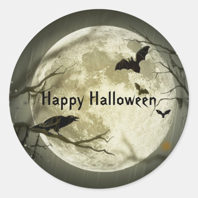 Sticker Rond Halloween éffrayant chauves-souris (Devant)