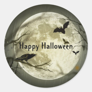 Sticker Rond Halloween éffrayant chauves-souris