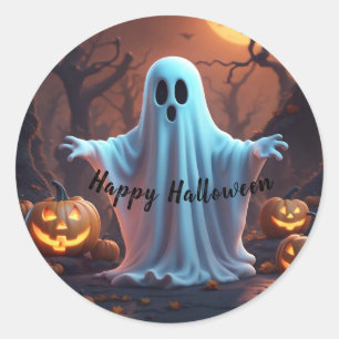 Sticker Rond Halloween éffrayant Cute Ghost