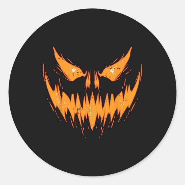 Sticker Rond Halloween Éffrayant Jack-o'-lantern Face Citrouill (Devant)