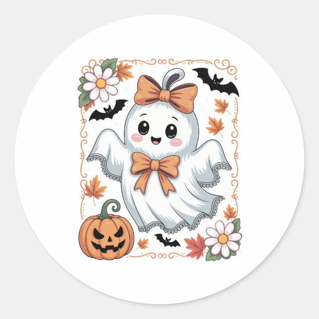Sticker Rond Halloween éffrayant Lace Ghost (Devant)