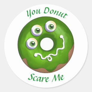 Sticker Rond Halloween Éffrayant Monster Eyes Donut