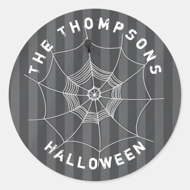 Sticker Rond Halloween Éffrayant Spider Web personnalisé (Devant)