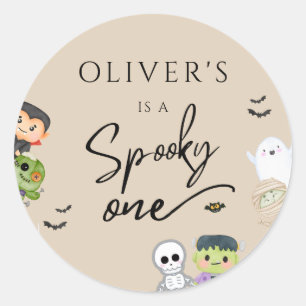 Sticker Rond Halloween Éffrayant Un 1er Anniversaire Favoriser 