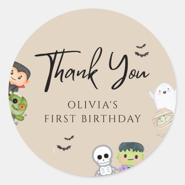 Sticker Rond Halloween Éffrayant Un Anniversaire Favoriser les  (Devant)