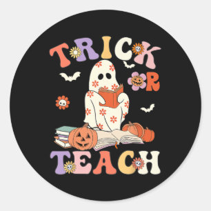 Sticker Rond Halloween Enseignant Tri Ou Enseigner Super Floral