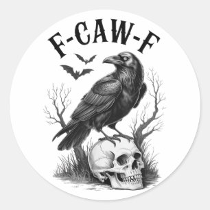 Sticker Rond Halloween F Caw F Black Bird F-caw-f Crow Femmes M
