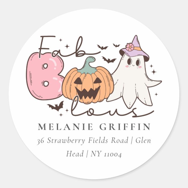 Sticker Rond Halloween Fab-Boo-lous ! Adresses de conception de (Devant)