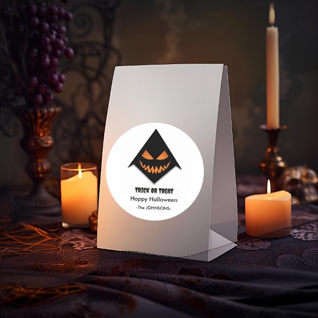 Sticker Rond Halloween Face de peur - Trick ou de traitement (Créateur téléchargé)
