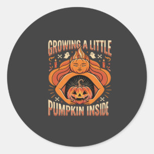 Sticker Rond Halloween Faire Pousser un Petit Citrouille à l'In