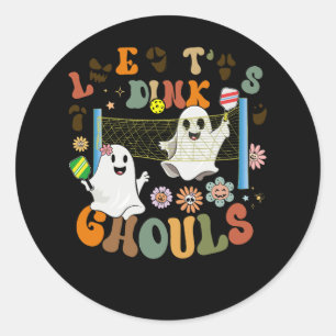 Sticker Rond Halloween Fantôme Jouer Costume de Pickleball Let'