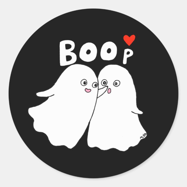 Sticker Rond Halloween Fantômes Boo Funny Fantôme botte faveur (Devant)