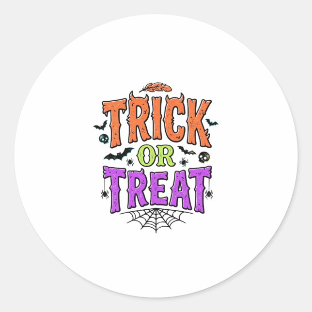 Sticker Rond Halloween Farce Traitement Drôle Toile d'Araignée  (Devant)