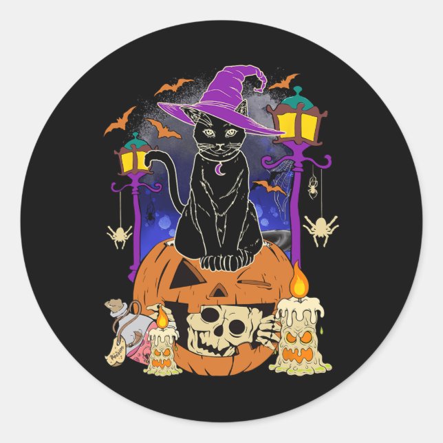 Sticker Rond Halloween Femmes Hommes Enfants Halloween Pompe de (Devant)