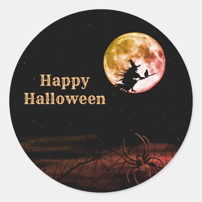 Sticker Rond Halloween fête Black Night Pleine lune effrayant (Devant)