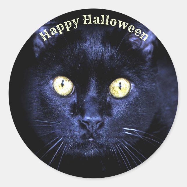 Sticker Rond Halloween fête peur Chat noir Horreur Nuit (Devant)