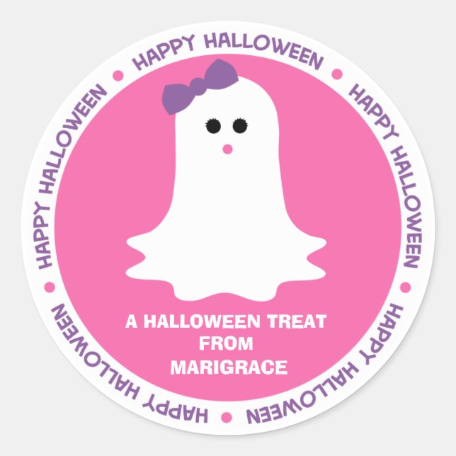 Sticker Rond Halloween Fille Fantôme Favoriser (Devant)