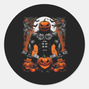 Sticker Rond Halloween Fitness Skeleton entraînement - Funny Gy