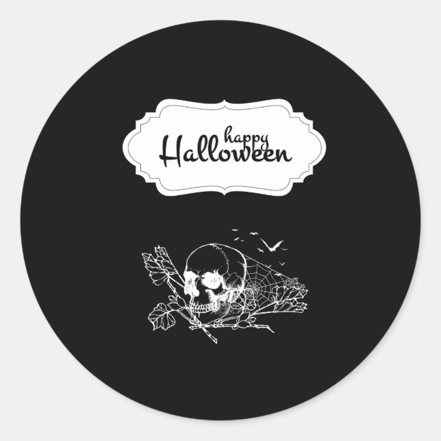 Sticker Rond Halloween Floral Sugar Skull (Devant)
