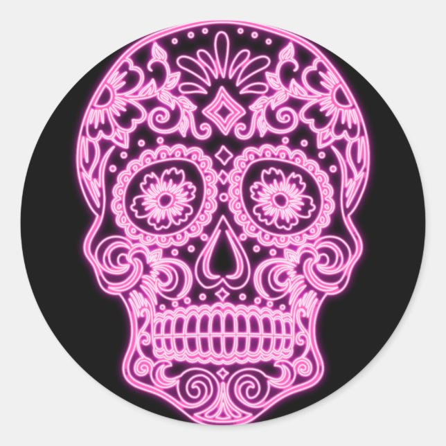 Sticker Rond Halloween Floral Sugar Skull (Devant)
