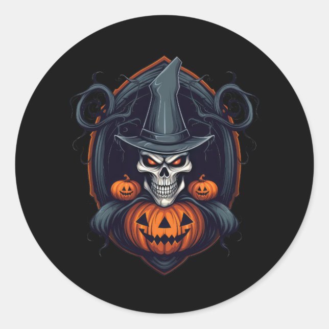 Sticker Rond Halloween Floral Sugar Skull (Devant)