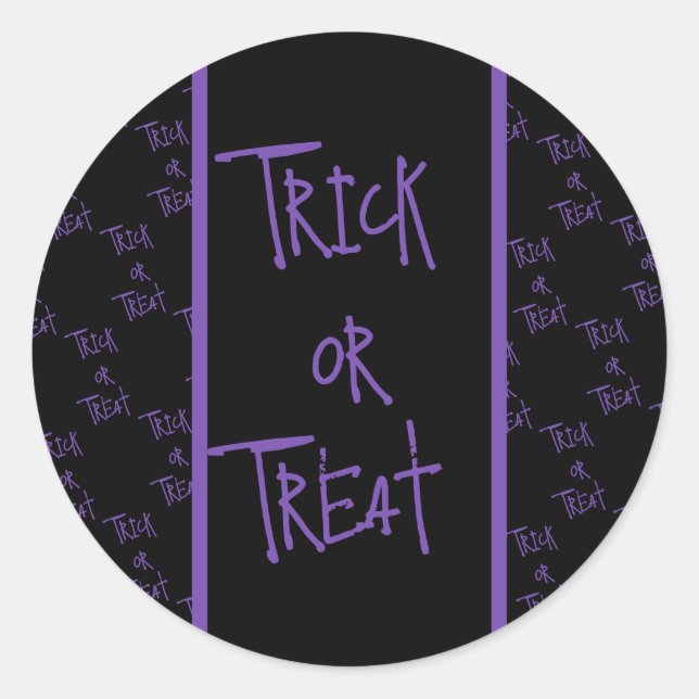 Sticker Rond Halloween friandise ou farce noir et violet (Devant)