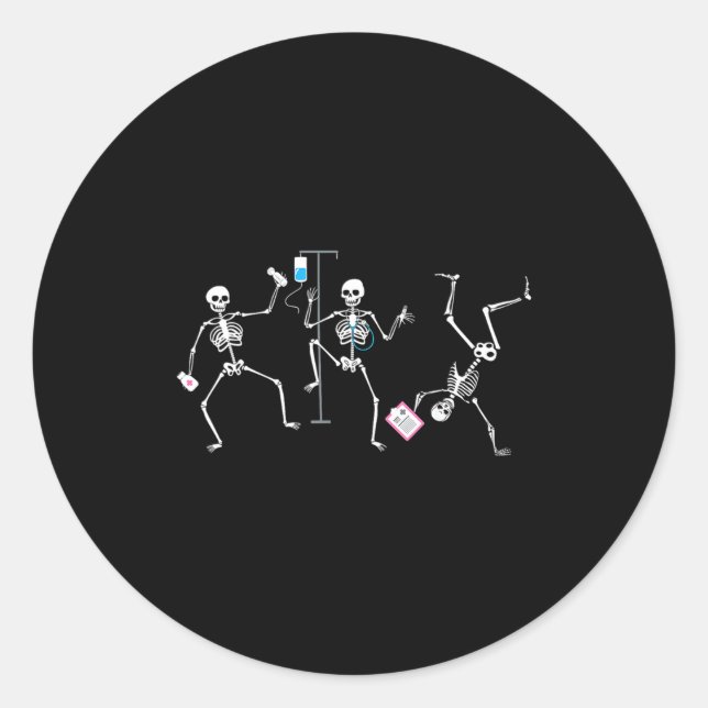 Sticker Rond Halloween Funny Skeleton Nurse Soky Registered Nur (Devant)