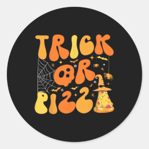 Sticker Rond Halloween Funny Trick ou Pizza Scandale Ghost Deco