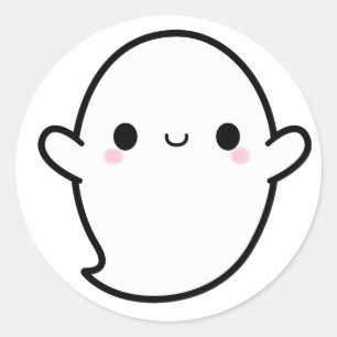 Sticker Rond Halloween Ghost Cute Kawaii