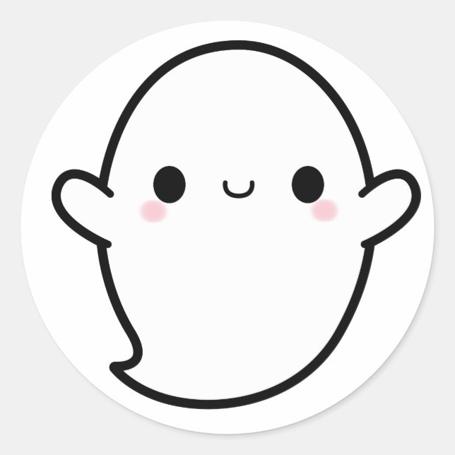 Sticker Rond Halloween Ghost Cute Kawaii (Devant)