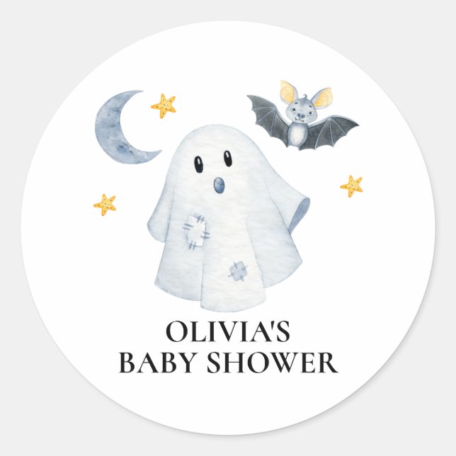 Sticker Rond Halloween Ghost Little Boo Baby shower (Devant)