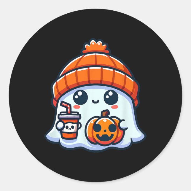 Sticker Rond Halloween Ghost Mens (Devant)