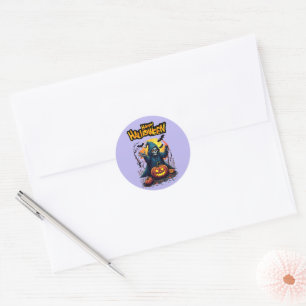 Sticker Rond Halloween : Ghosts mignons et famille Citrouille