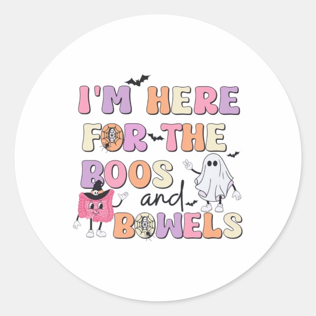 Sticker Rond Halloween Gi Nurse Boos Et Bowels Colonoscopie Fin (Devant)