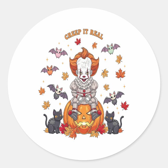 Sticker Rond Halloween Gnome Cute Citrouille (Devant)