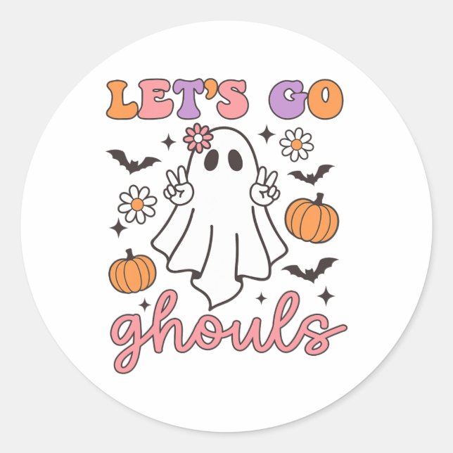 Sticker Rond Halloween Go Ghouls Ghost Retro Costume femme (Devant)
