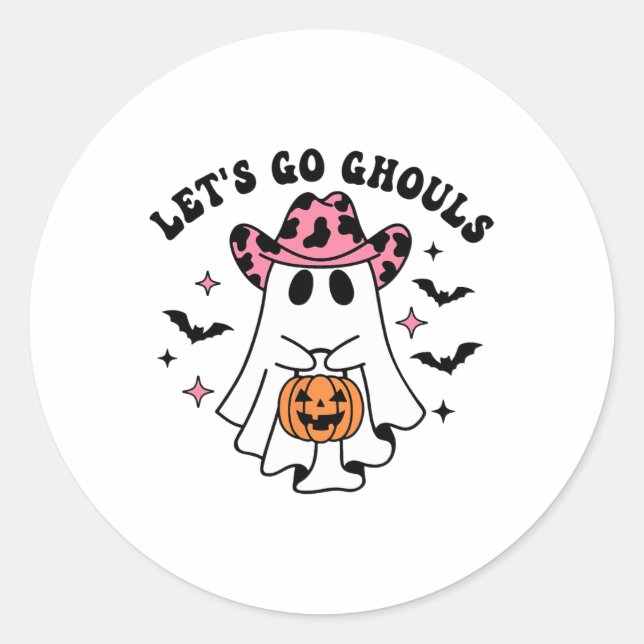Sticker Rond Halloween Go Ghouls Ghost Retro Costume femme (Devant)