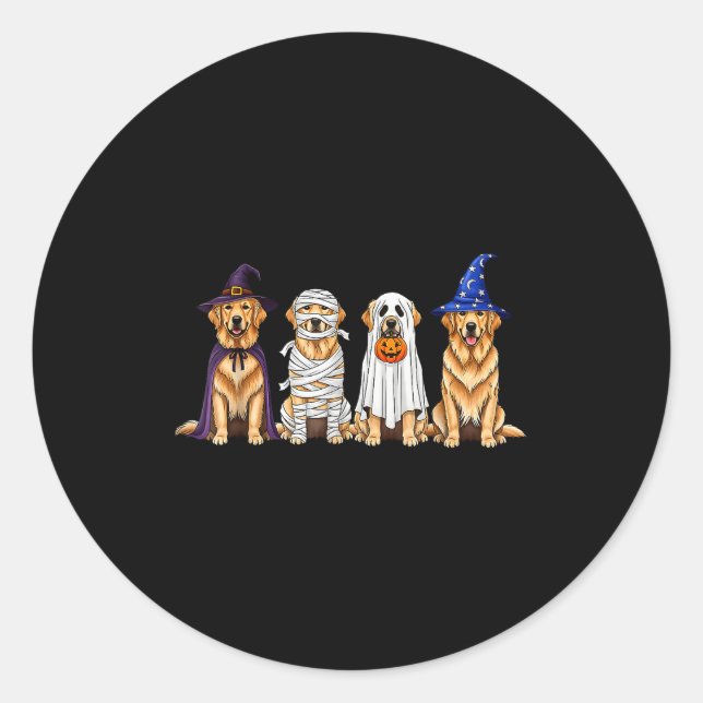 Sticker Rond Halloween Golden Retriever Ghost Soky Dog Lovers D (Devant)