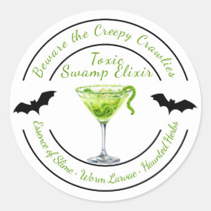 Sticker Rond Halloween Gothique   Boisson gluante hantée   Gr