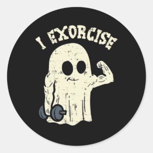 Sticker Rond Halloween Gym Ghost I Exorcize Fun Entraînement Co