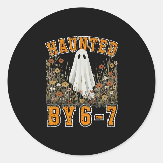 Sticker Rond Halloween Haunted 67 Six Seven Meme 1 (26)  (Devant)